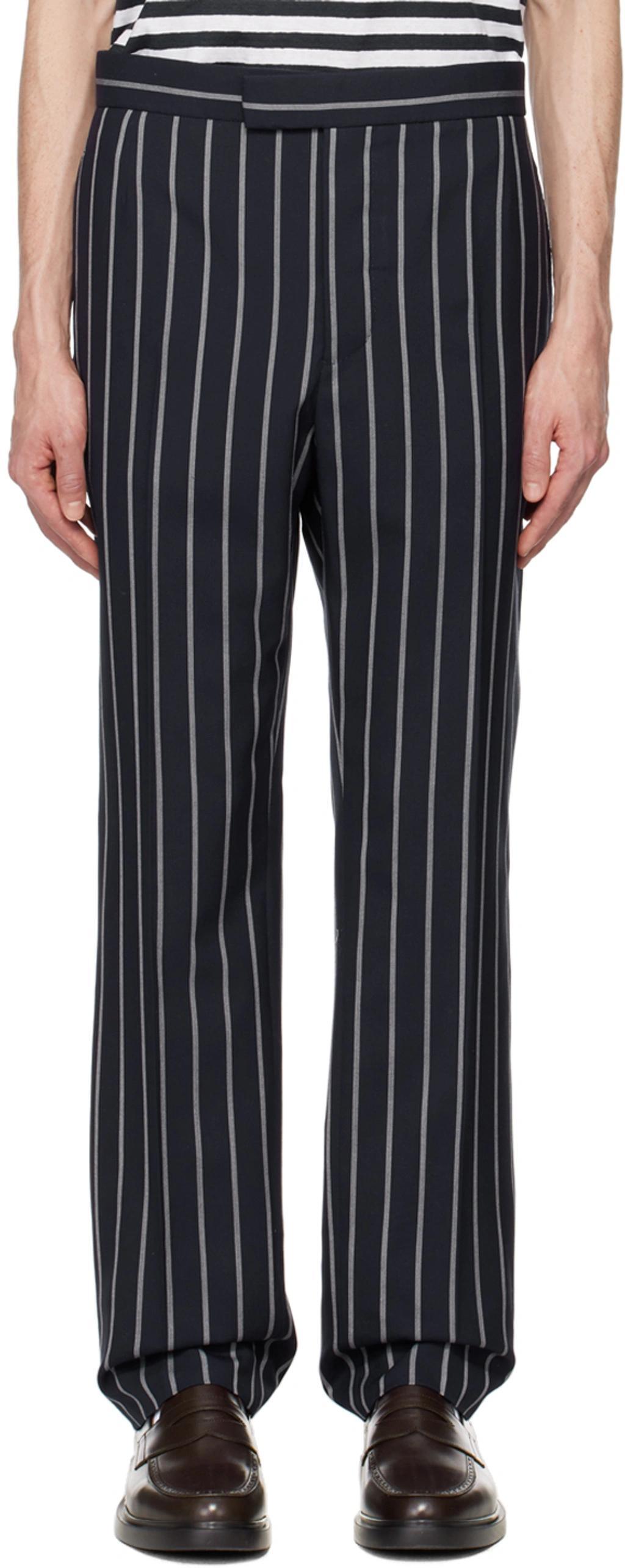 Navy Stripe Classic Trousers In 415 Navy Product Image