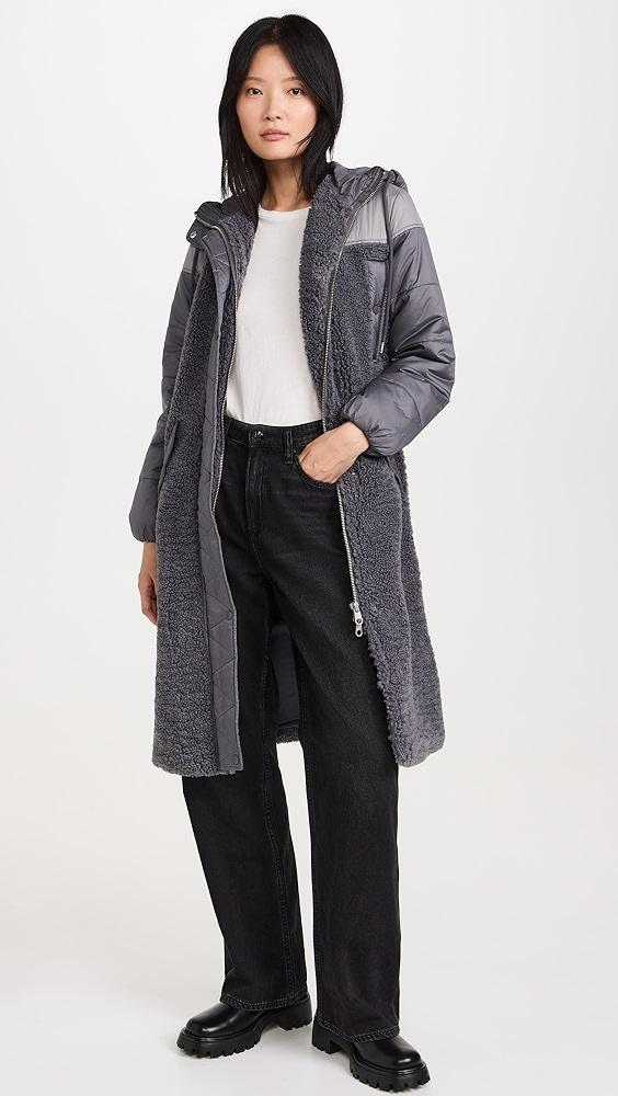 Avec Les Filles Faux Shearling Quilted Hooded Coat | Shopbop Product Image