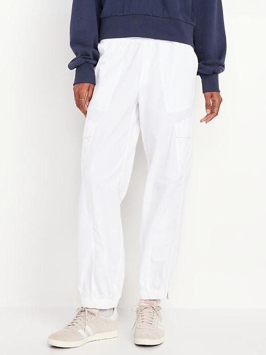 High-Waisted Ankle-Zip Cargo Joggers Product Image