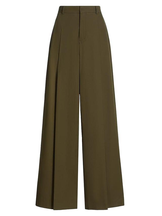 Womens Pleated Wide-Leg Pants Product Image