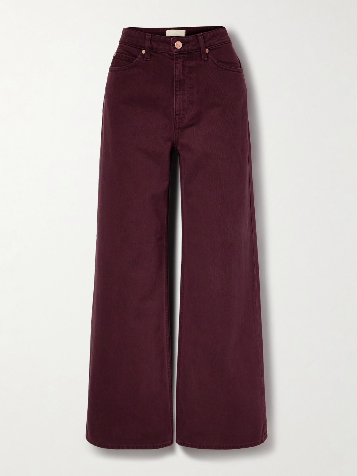 ULLA JOHNSON Willow Rigid Cuffed Wide-leg Jeans In Burgundy Product Image