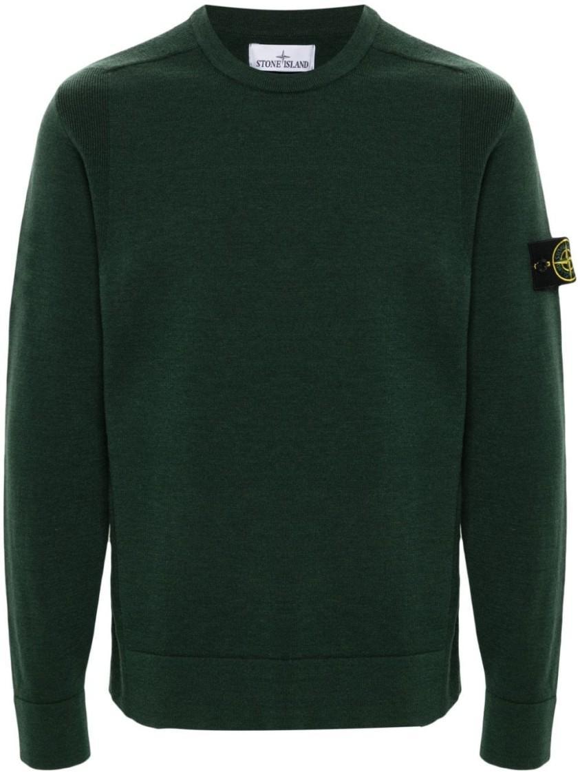 STONE ISLAND Compass-badge Long-sleeve Jumper In Green Product Image