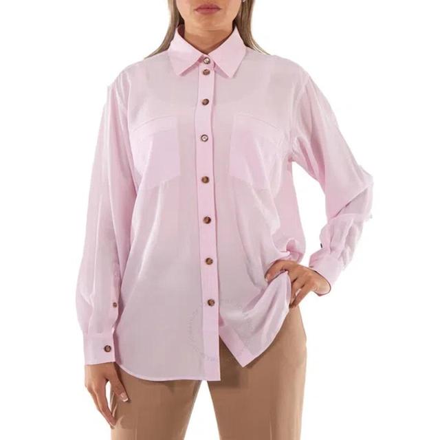 BURBERRY Pale Candy Pink Ivanna Silk Crepe De Chine Oversized Shirt Product Image