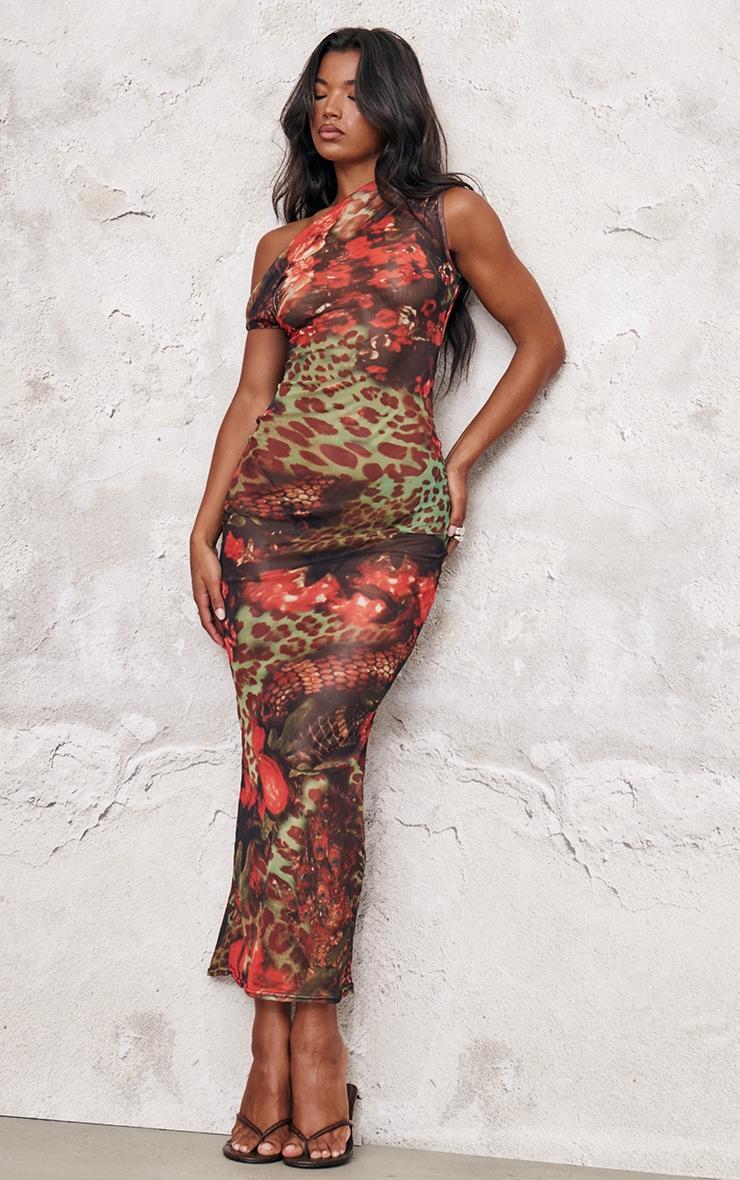 Multi Printed Mesh Sheer Maxi Dress Product Image