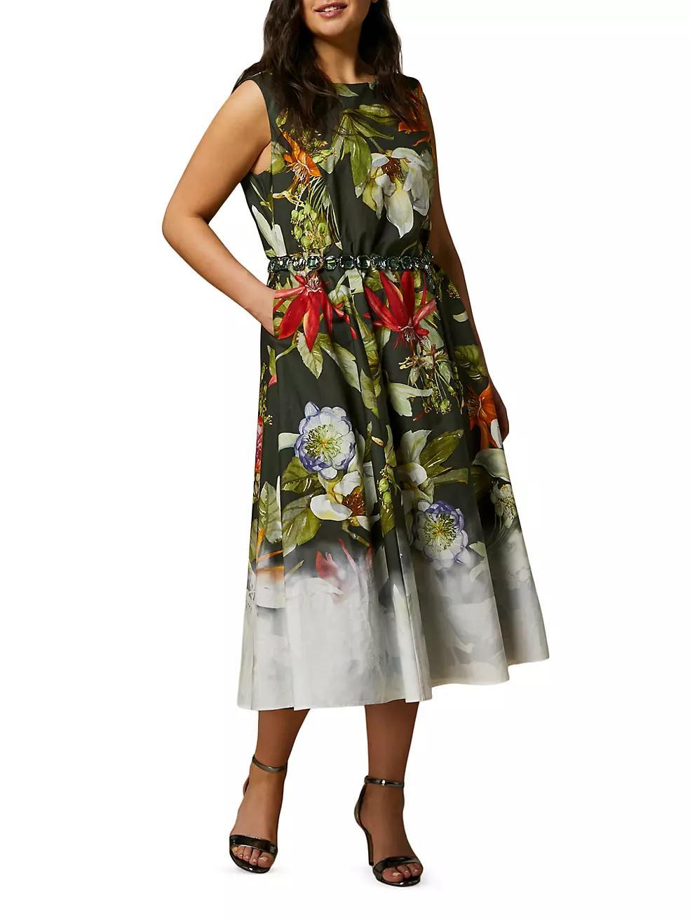 Plus Trento Printed Poplin Dress Product Image