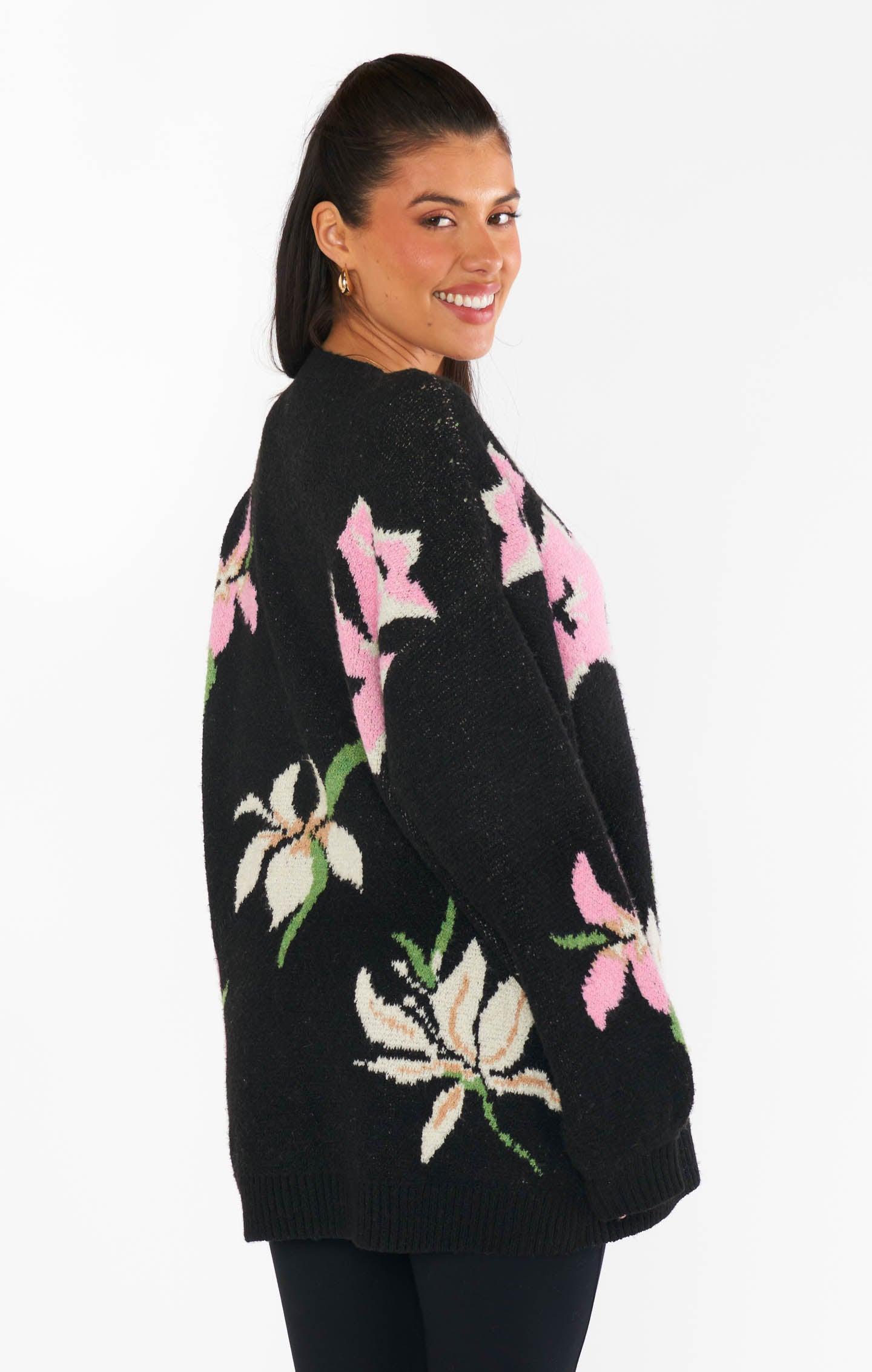 Summit Sweater ~ Dark Floral Knit Product Image