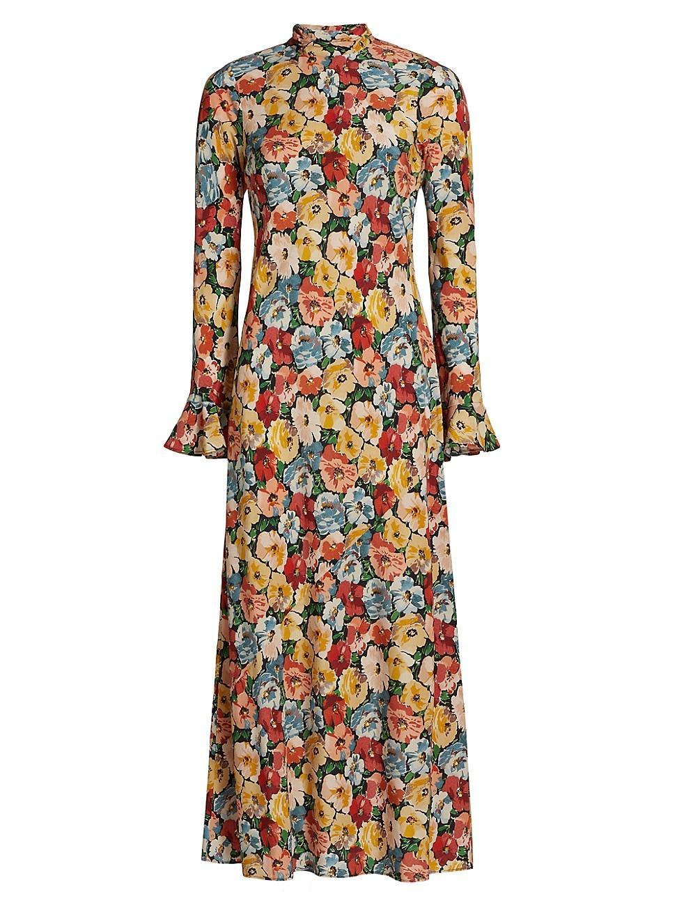 Womens Musetta Silk Floral Maxi Dress Product Image