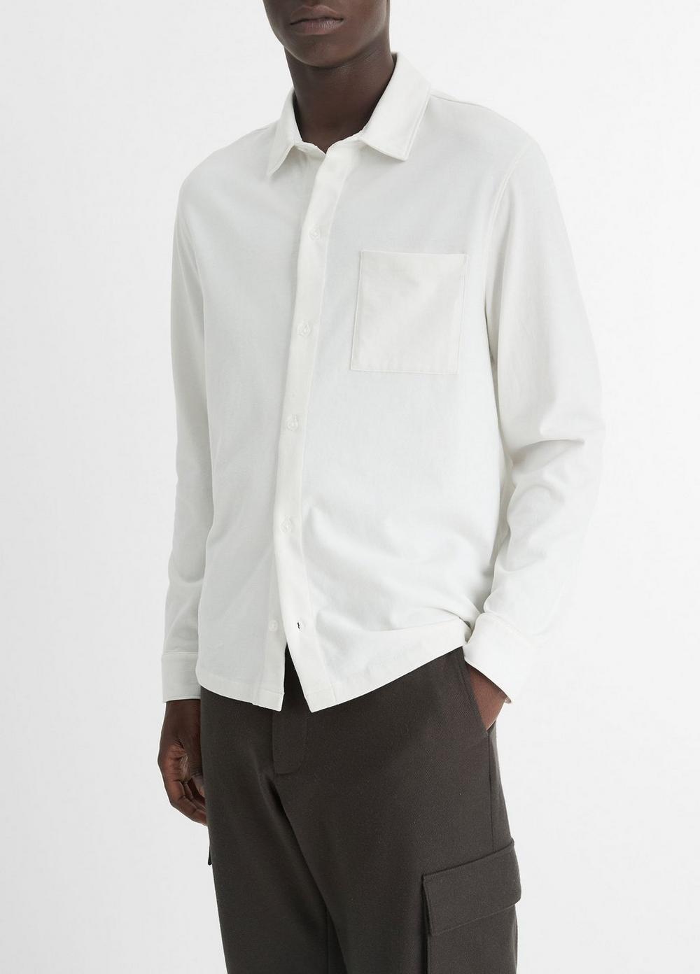 Sueded Cotton Jersey Button-Front Shirt Product Image