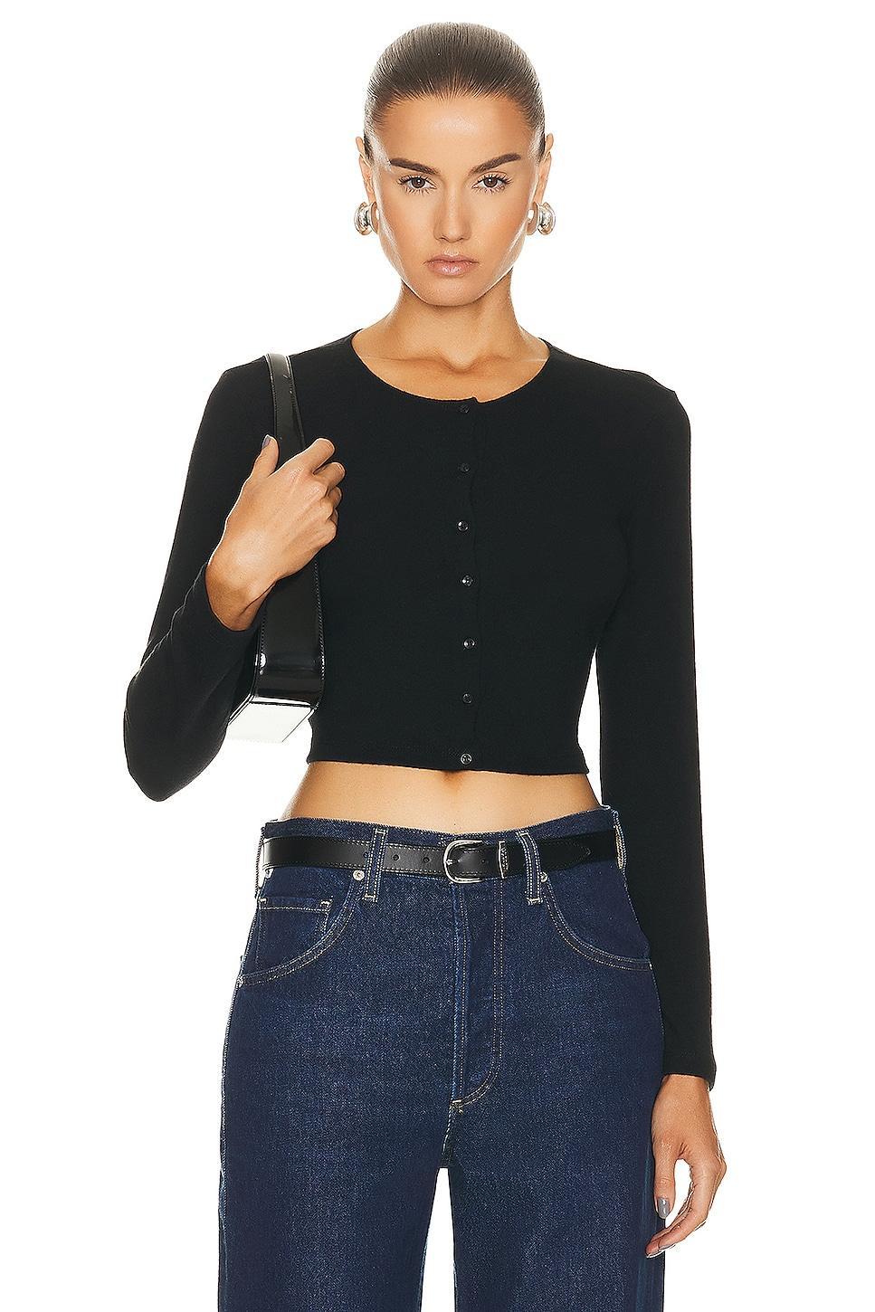 LESET Lauren Crop Cardigan in Black Product Image