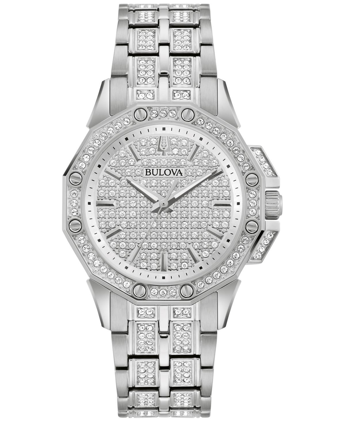 Bulova Womens Octava Stainless Steel Crystal Accent Bracelet Watch - 96L305 Silver Product Image