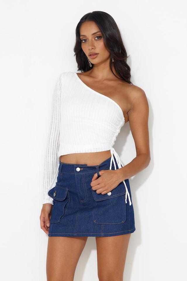 Brunch Groove One Shoulder Top White Product Image