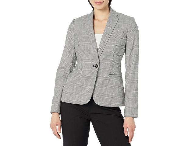 Tommy Hilfiger Plaid Blazer Ivory) Women's Clothing Product Image