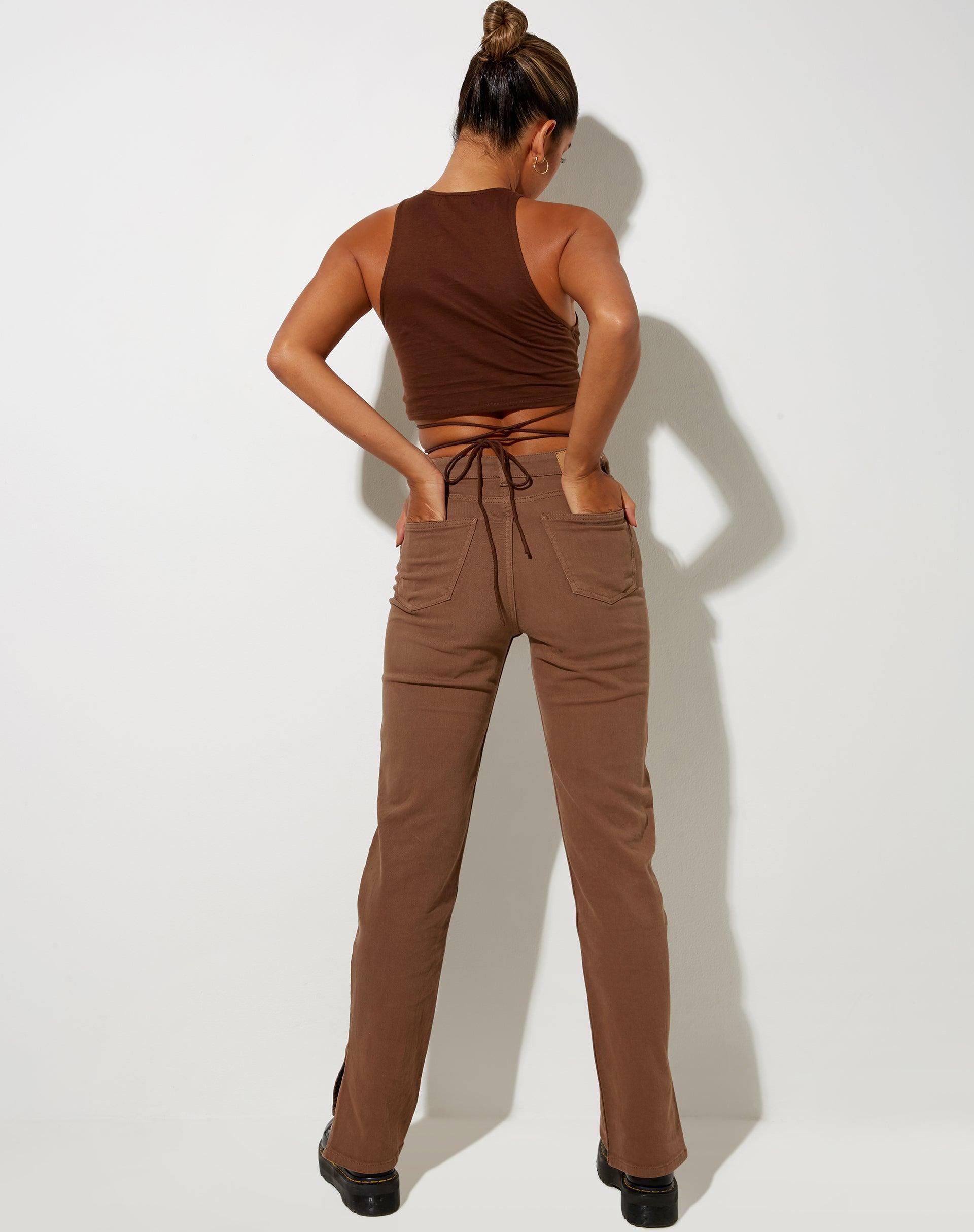 Giwta Crop Top in Lycra Cocoa Product Image