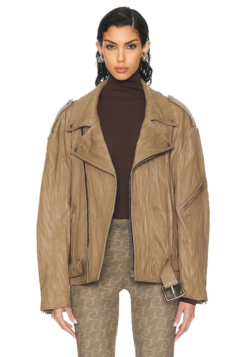 Acne Studios Oversized Leather Jacket Brown. (also in 36, 38). Product Image