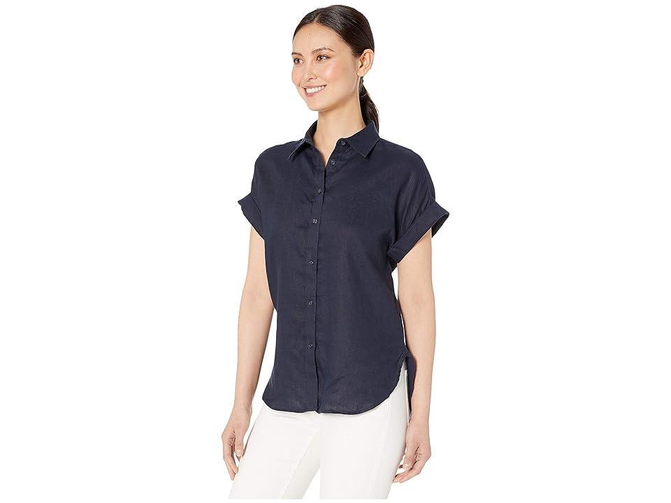 Lauren Ralph Lauren Linen Point Collar Short Dolman Sleeve Shirt Product Image