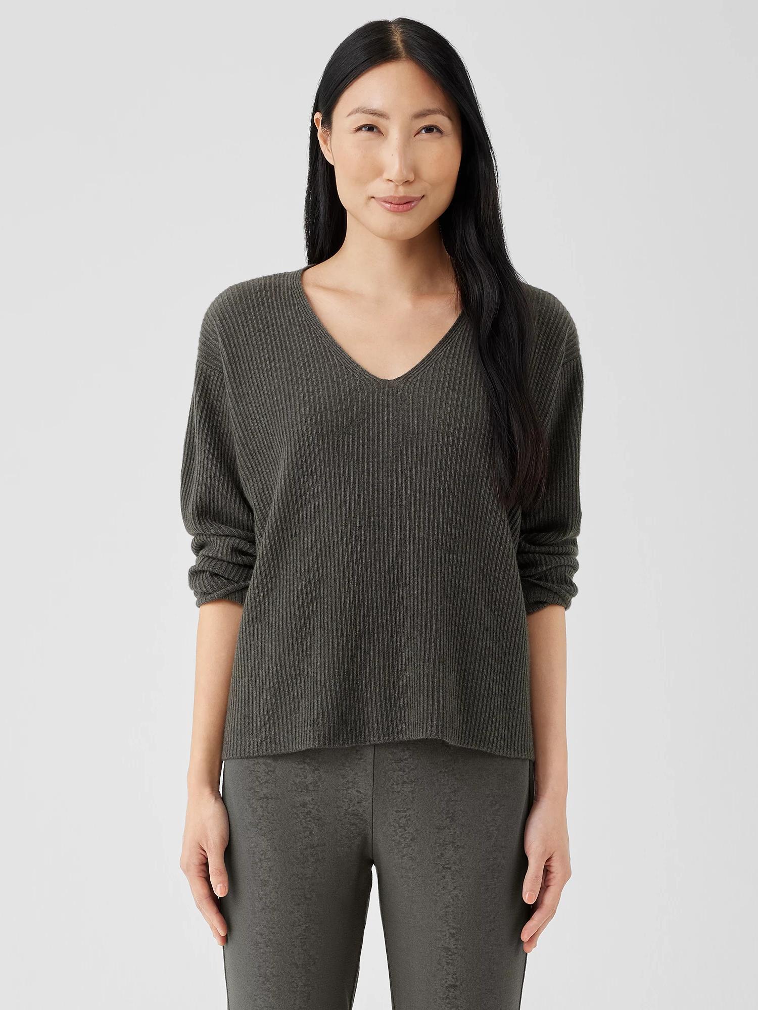 EILEEN FISHER Italian Cashmere V-Neck Topfemale Product Image