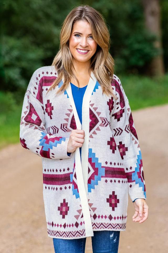 Cream Multicolor Aztec Cardigan Product Image