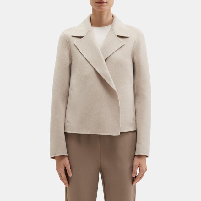 Double-Face Wool-Cashmere Cropped Open Front Jacket | Theory Outlet Product Image