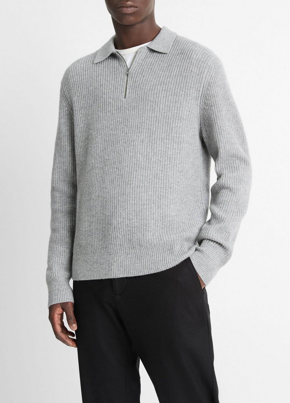 Shaker Wool-Cashmere Quarter-Zip Polo Sweater Product Image