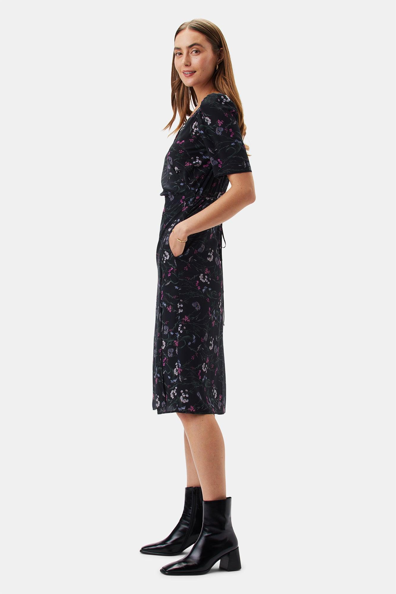 Nicolette Washable Silk Dress - Caroline Black Product Image