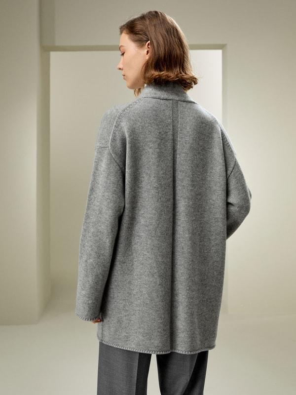 Long Open-Front Knit Cardigan Product Image