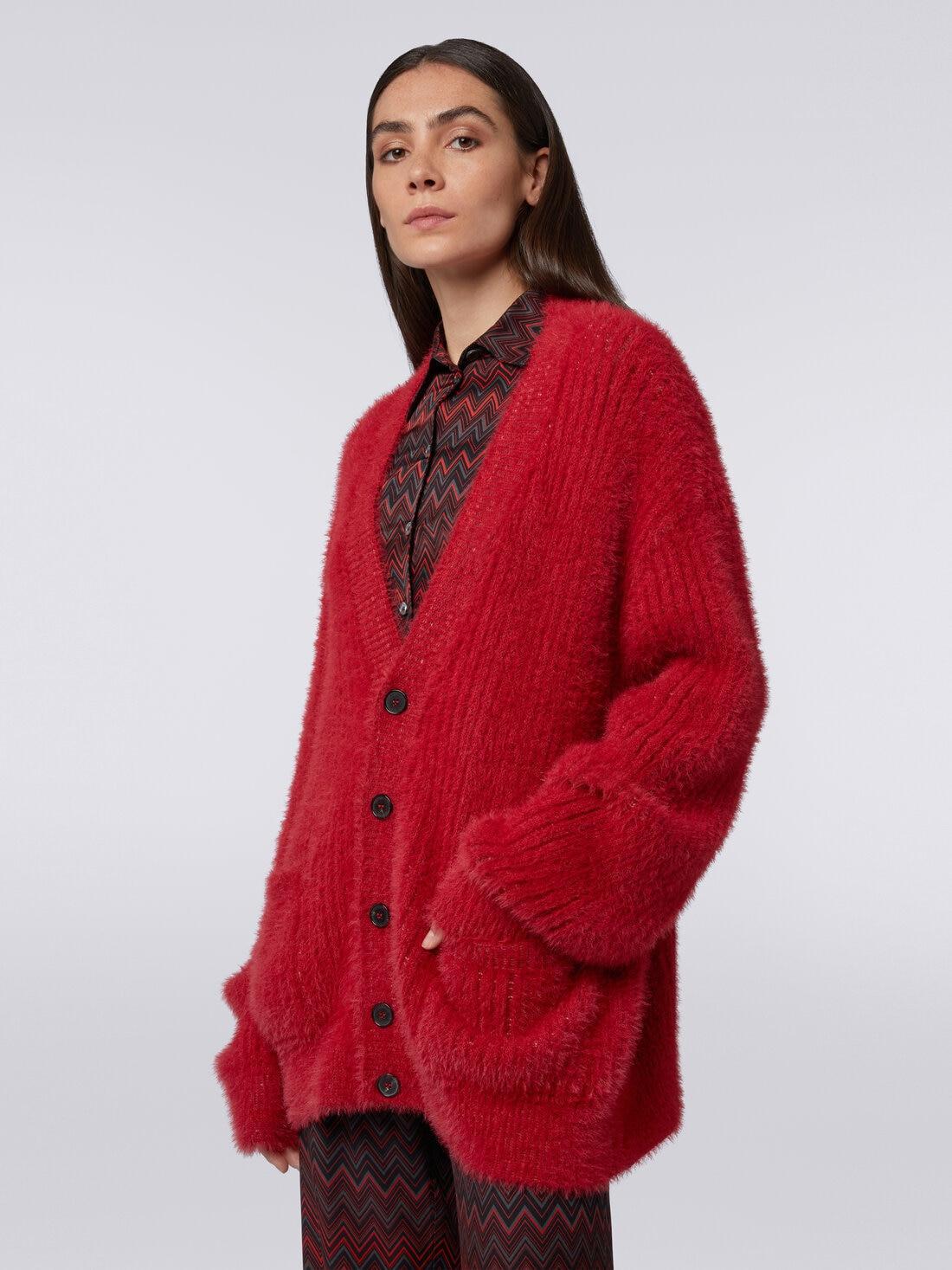 Oversized cardigan in fur-effect wool blend Red | Missoni Product Image