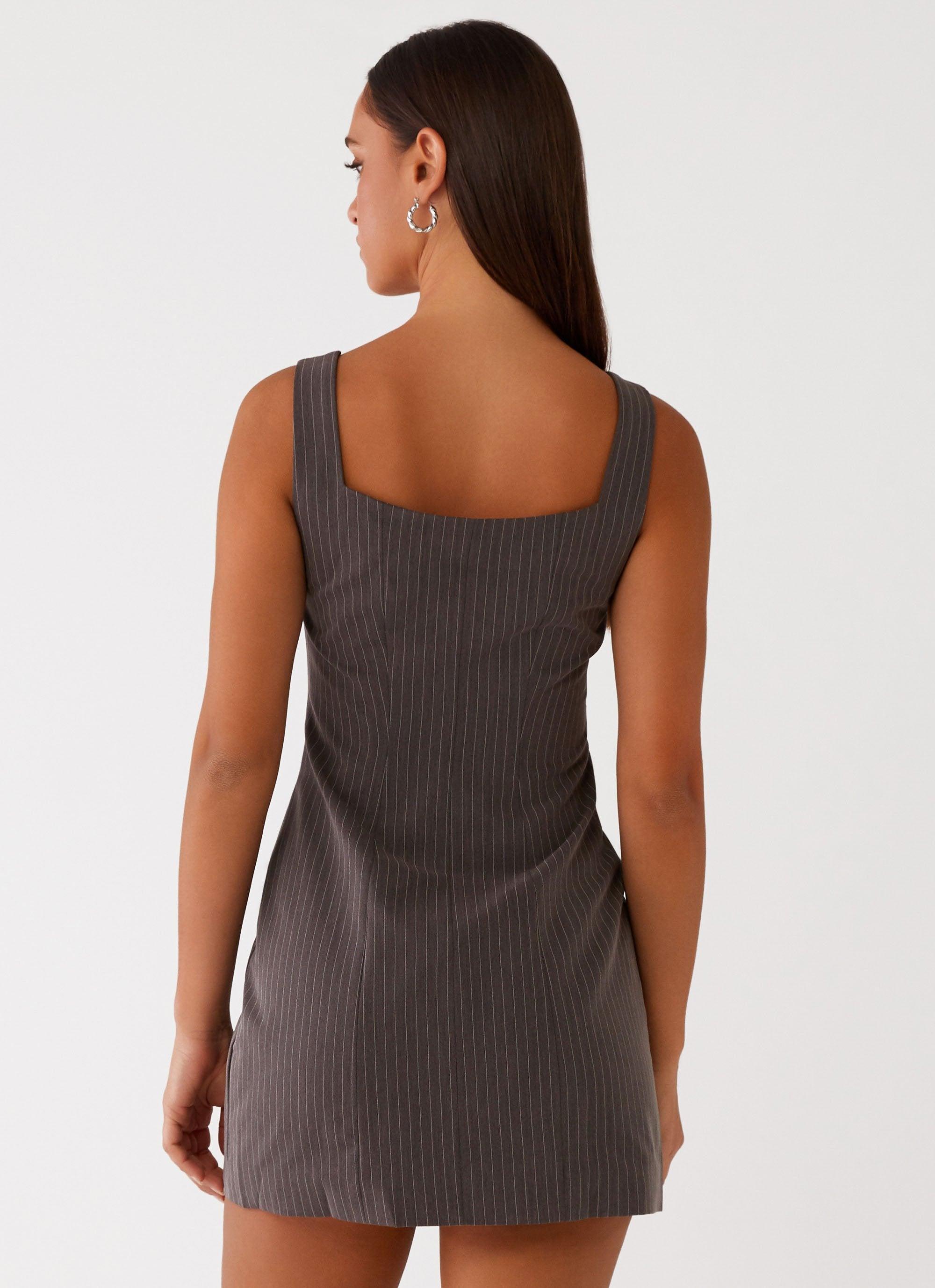 Westwood Mini Dress - Grey Pinstripe Product Image