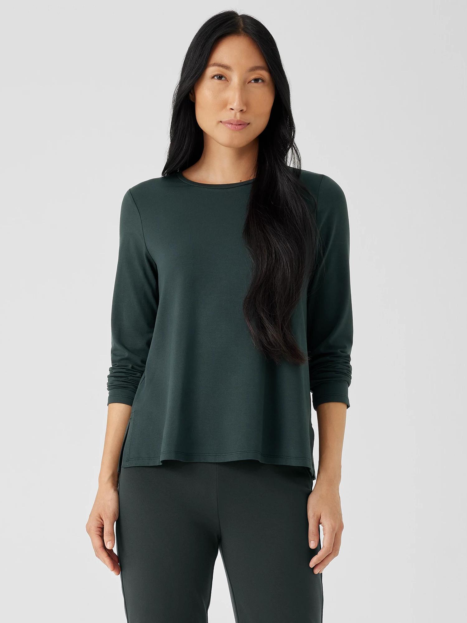 EILEEN FISHER Stretch Jersey Knit Crew Neck Topfemale Product Image