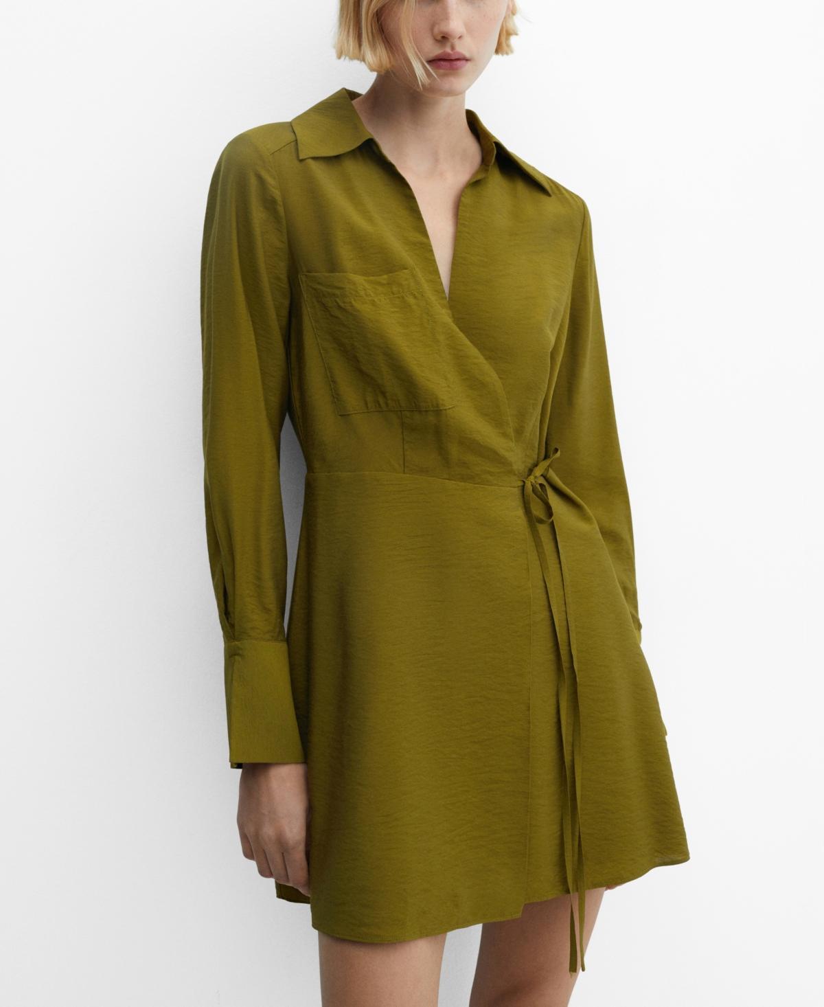 Mango Womens Bow Wrap Dress Product Image