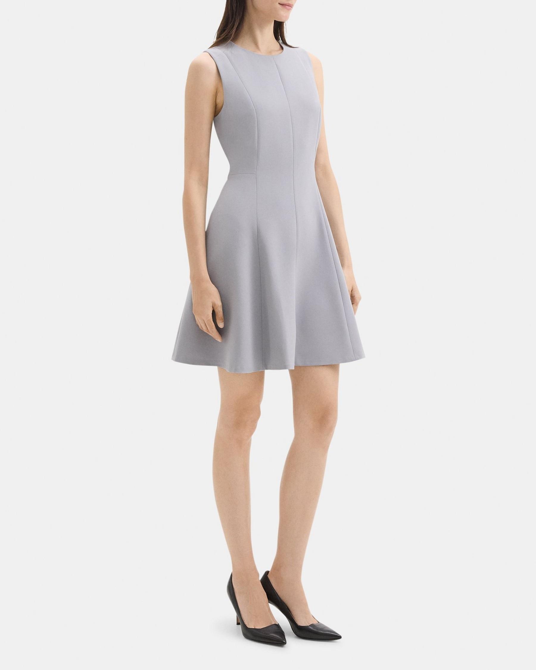 Sleeveless Fit-and-Flare Dress in Crepe Product Image