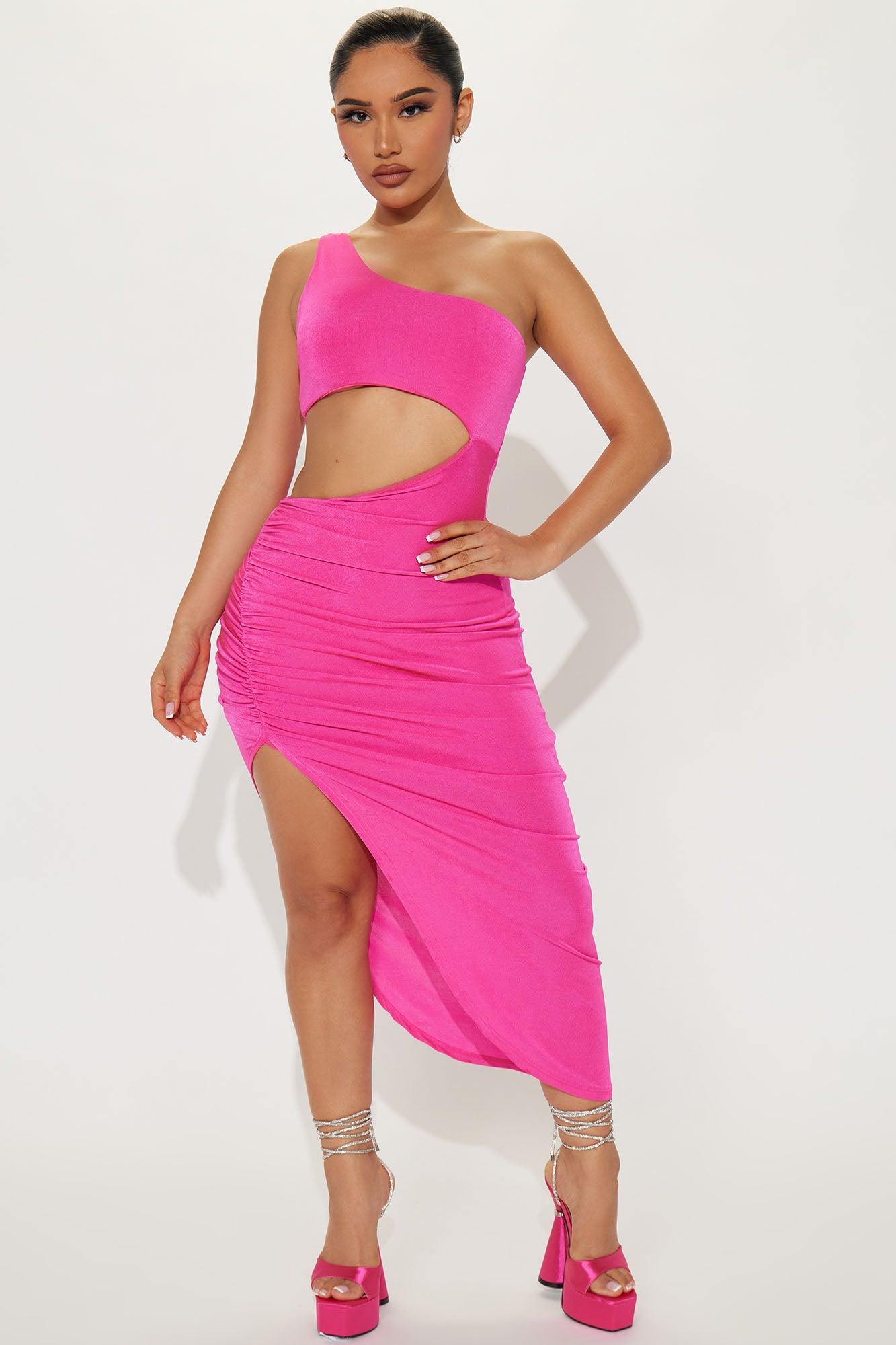 Always First Ruched Maxi Dress - Hot Pink Product Image