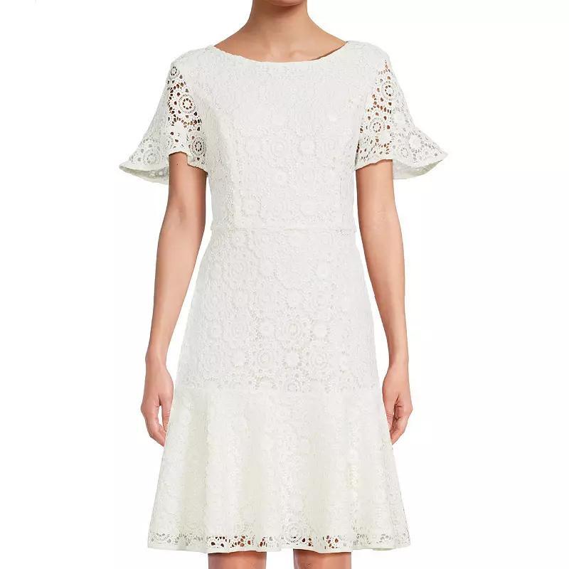 Womens Focus By Shani Lace Dress with Flounce Hem Product Image