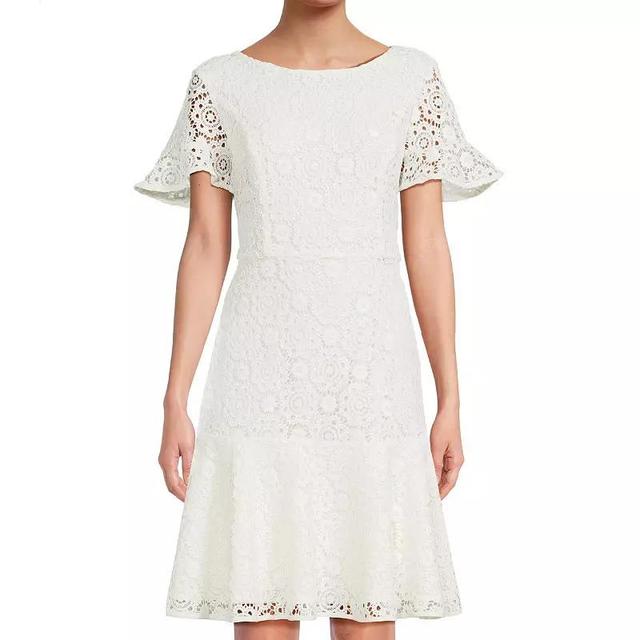 Womens Focus By Shani Lace Dress with Flounce Hem Product Image