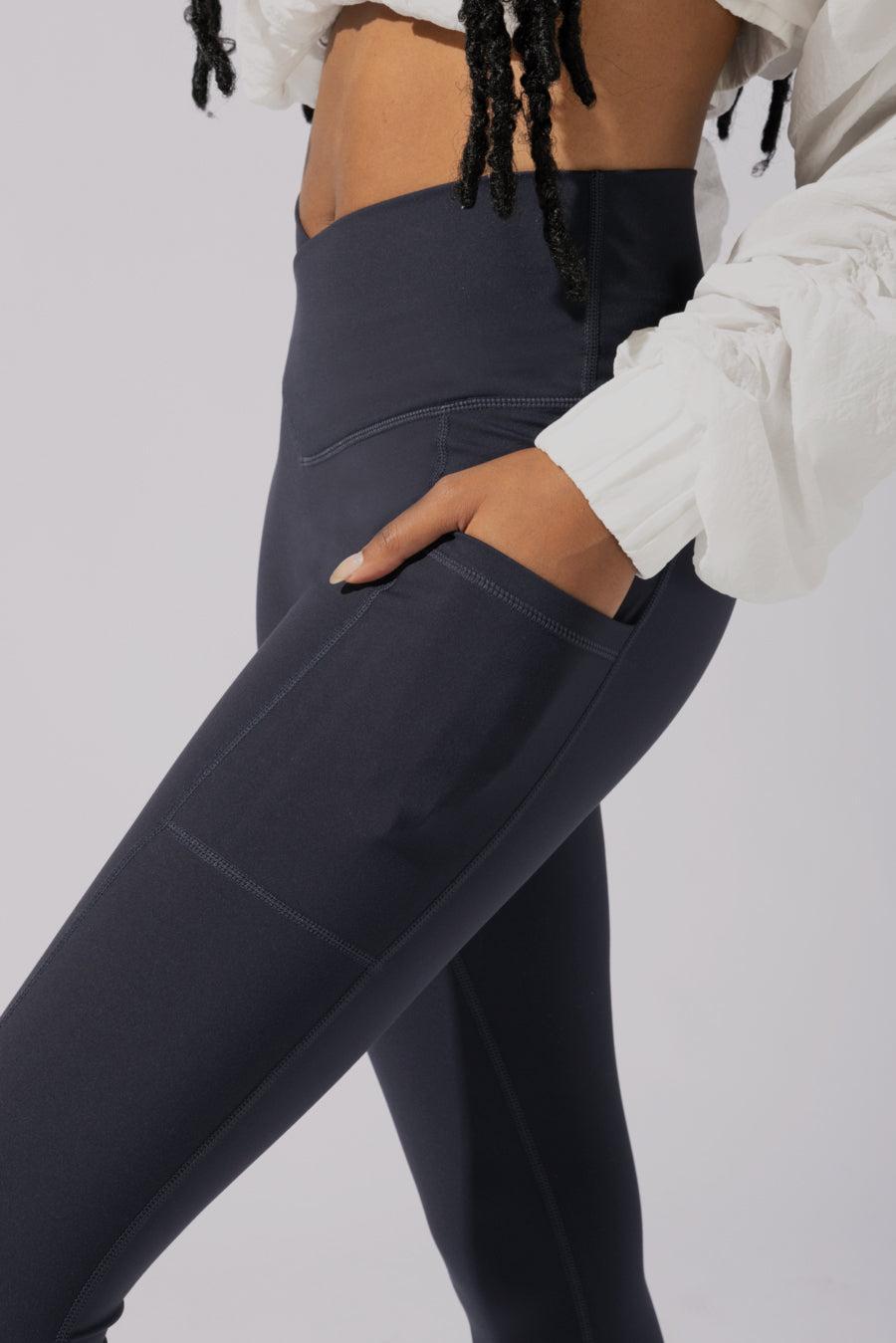 Crisscross Hourglass® Leggings with Pockets - Smoky Navy Product Image