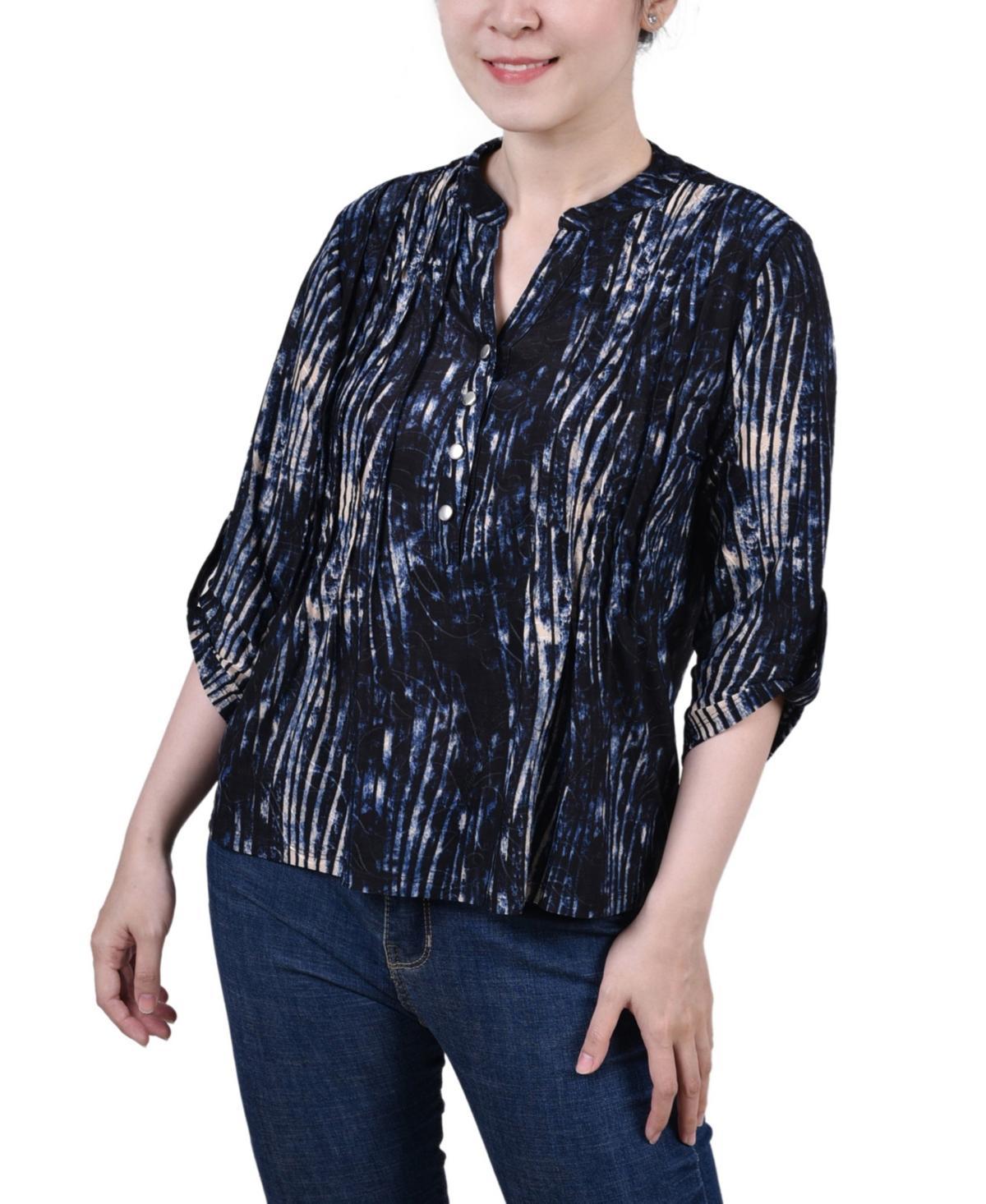 Womens 3/4 Roll Tab Sleeve Y-neck Top Product Image