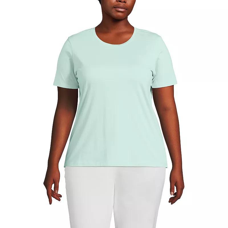 Plus Size Lands End Relaxed Supima Cotton Crewneck Tee, Womens Mint Ivory Product Image