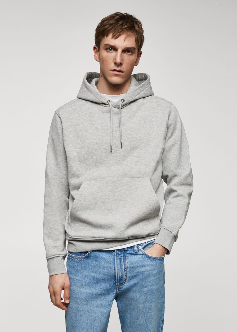 MANGO MAN - Cotton kangaroo-hooded sweatshirt medium heather greyMen Product Image