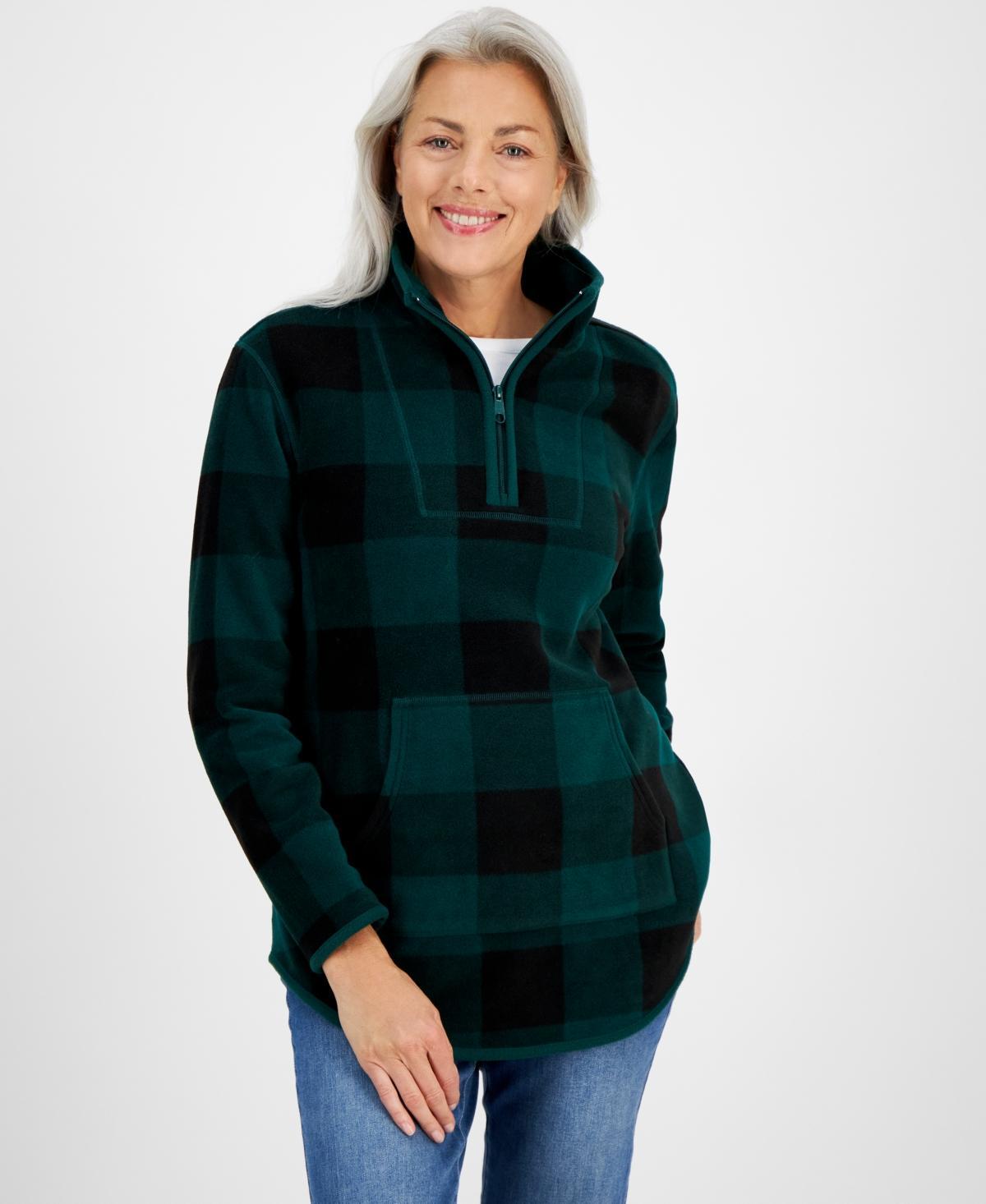 Style & Co Womens Plaid Fleece Quarter-Zip Sweatshirt, Created for Macys Product Image