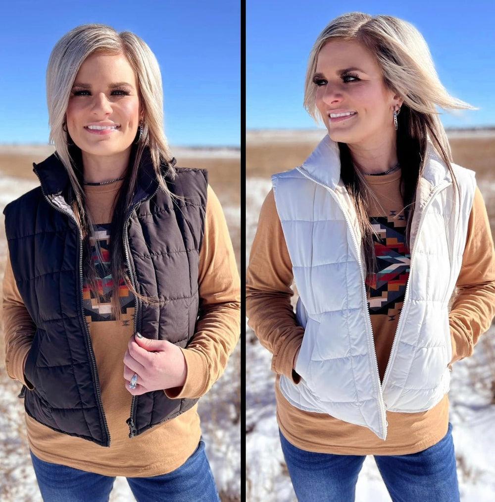 Solid Quilted Puff Zip Up Vest - 2 Colors Product Image