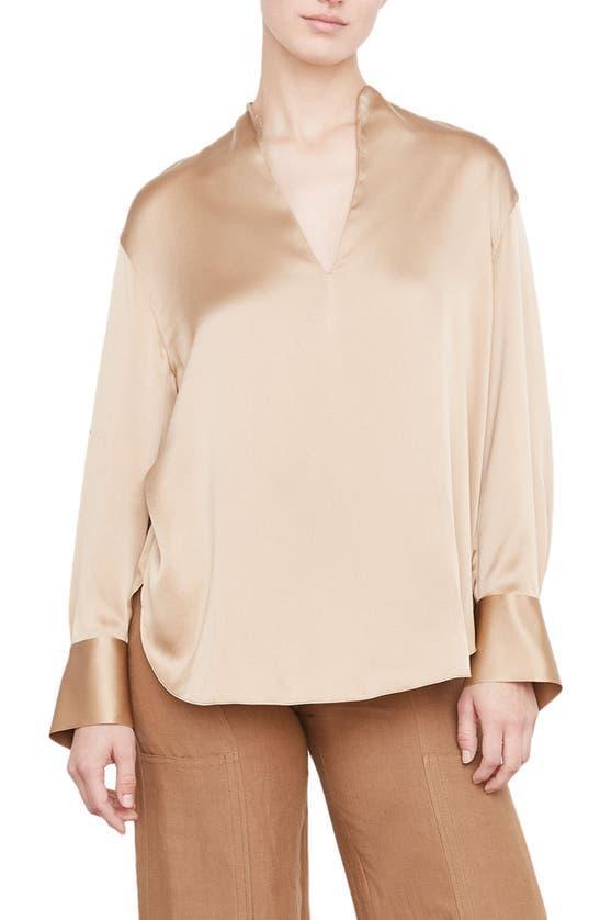 Bias Cut Silk Long-sleeved Blouse In Rose Dawn Product Image