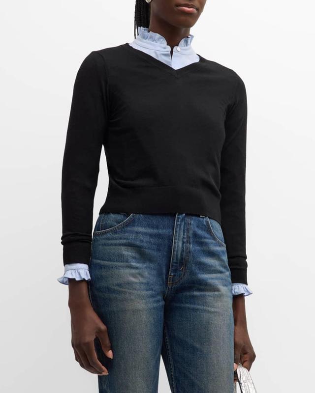 Janah V-Neck Crop Wool Sweater Product Image