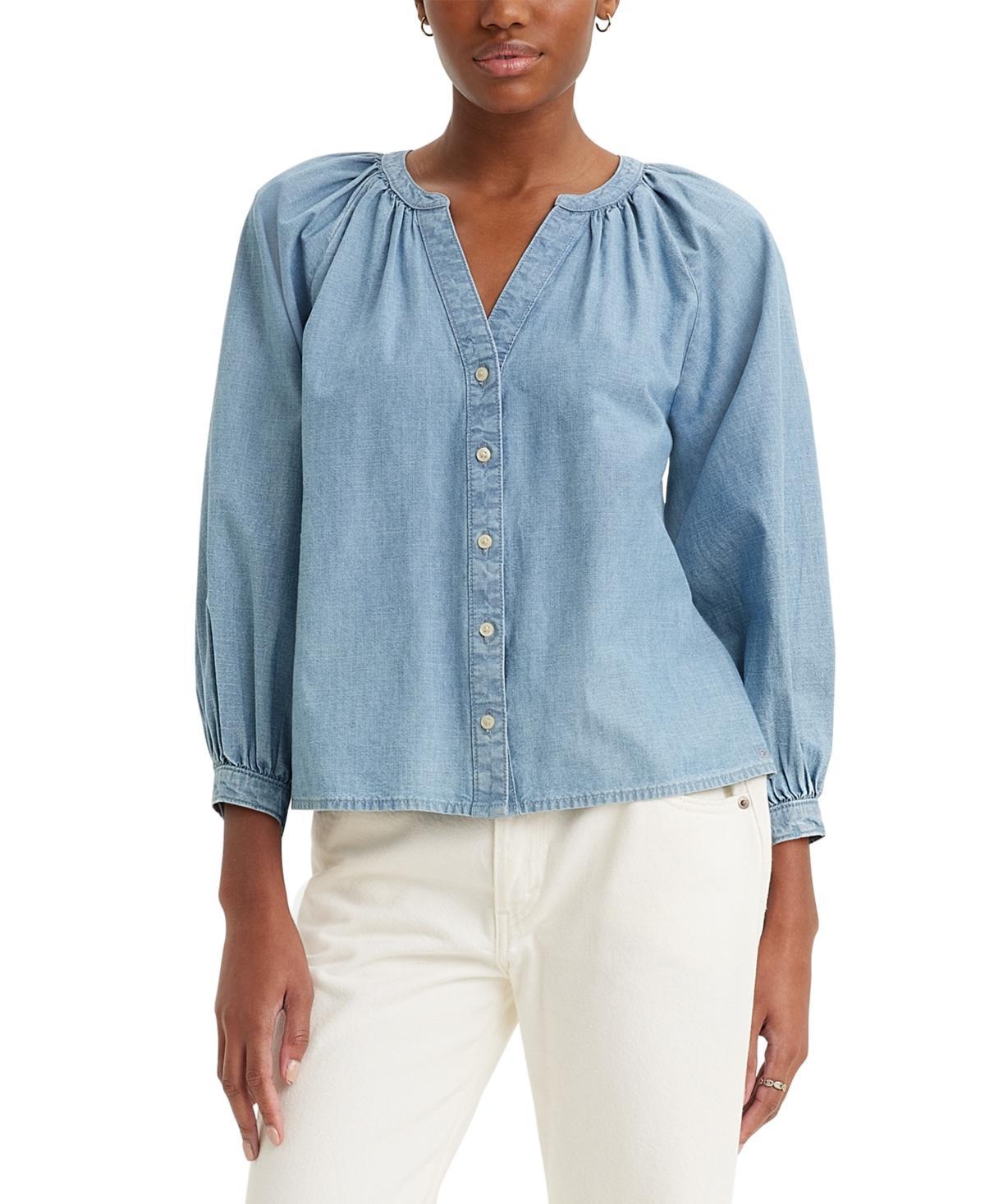 Levis Womens Lainey Printed Cotton Button-Front Top Product Image