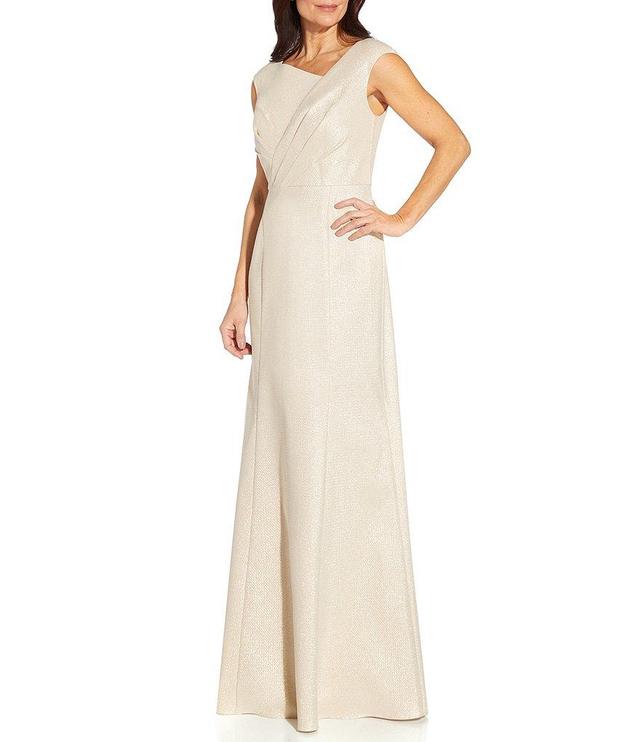 Aidan Mattox Sleeveless Asymmetrical Neck Jacquard Mermaid Gown Product Image