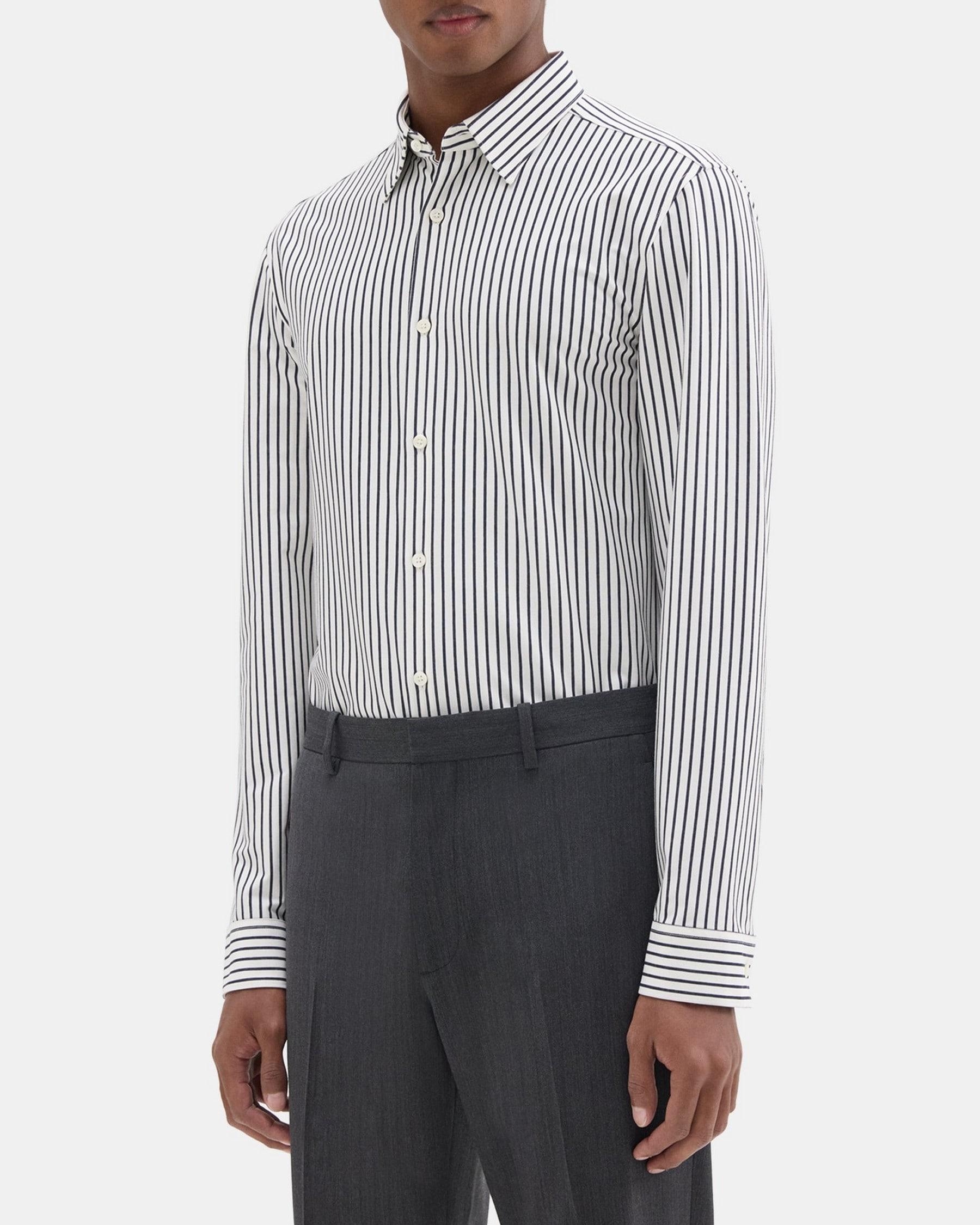 Tailored Shirt in Striped Structure Knit Product Image