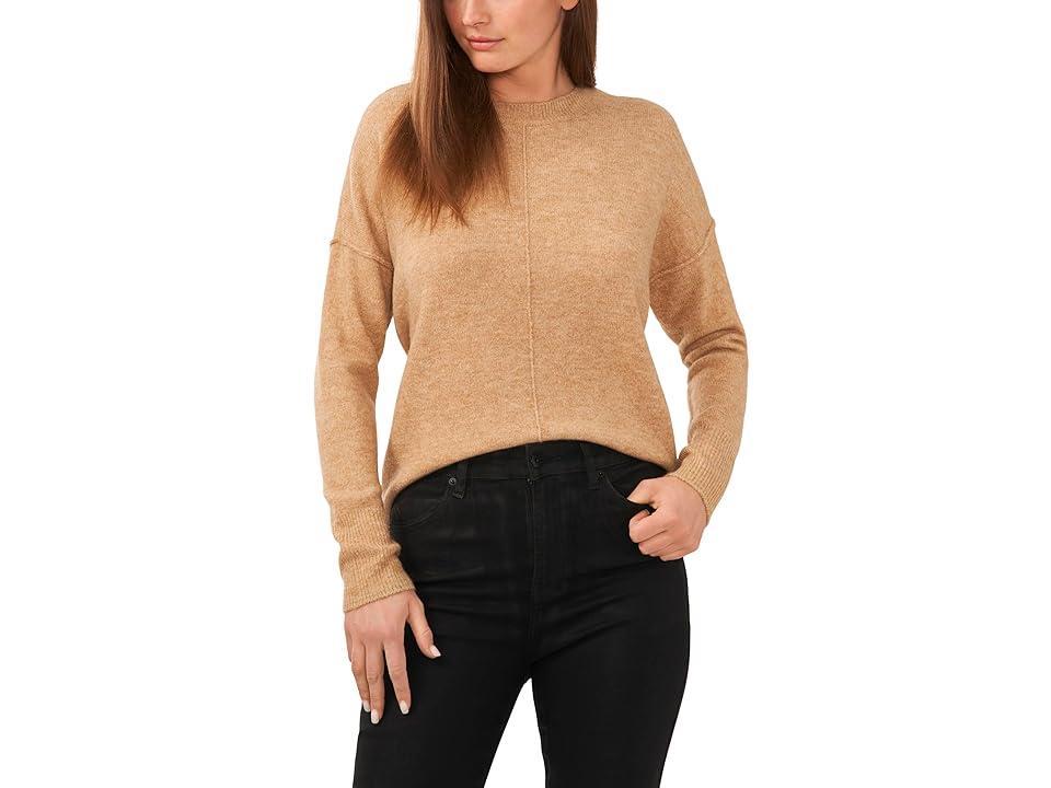 Vince Camuto Long Sleeve Extend Shoulder Center Facing Seam Cozy Sweater (Latte Heather) Women's Sweater Product Image