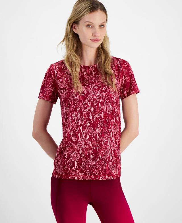 Id Ideology Womens Animal-Print Jacquard Mesh Short-Sleeve Top, Created for Macys Product Image