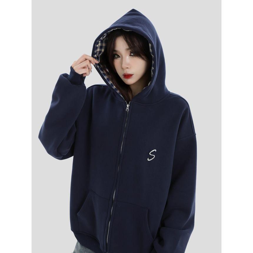 Couple Matching Lettering Zip-Up Hoodie Product Image