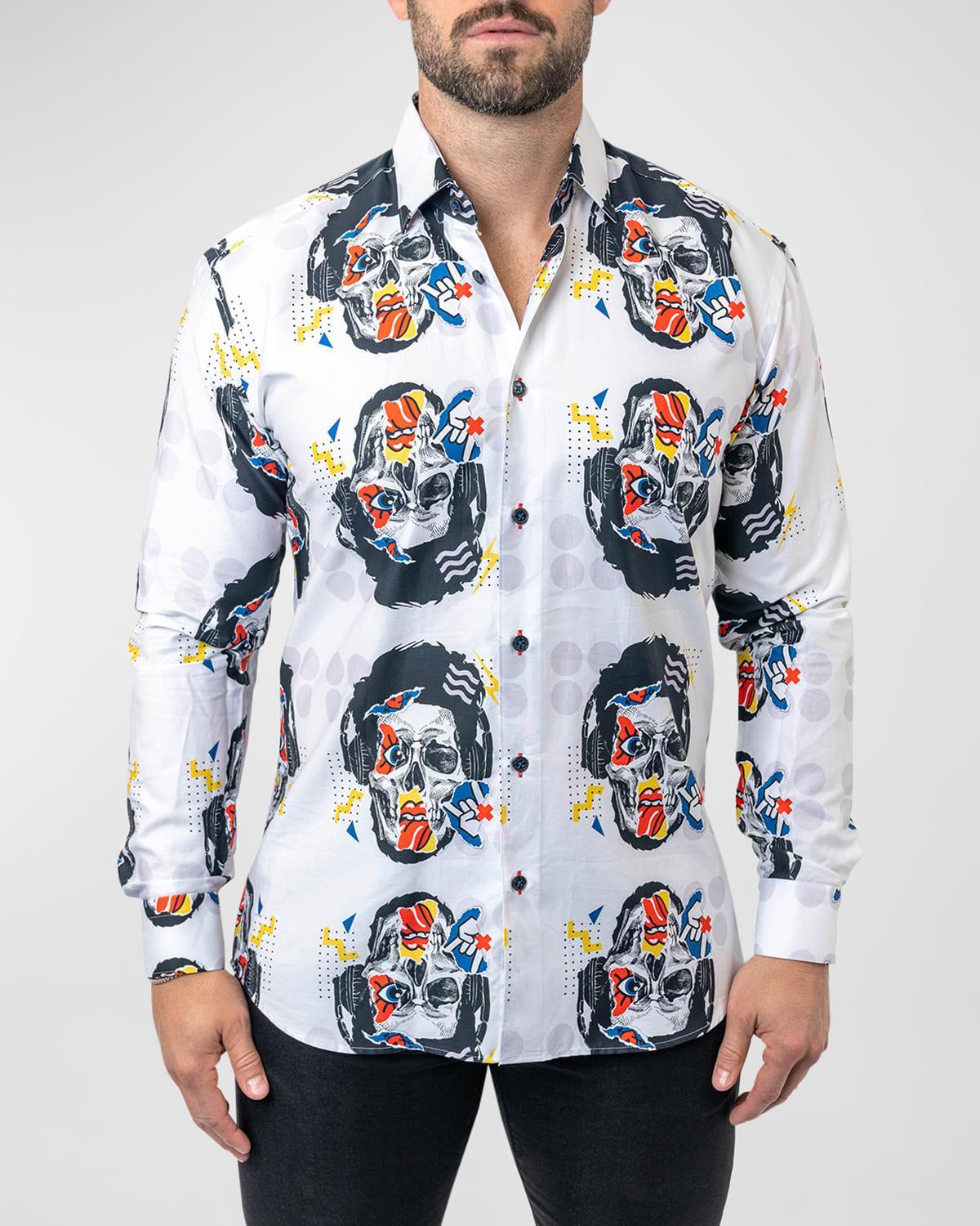 Mens Fibonacci Skull Puppet Dress Shirt Product Image