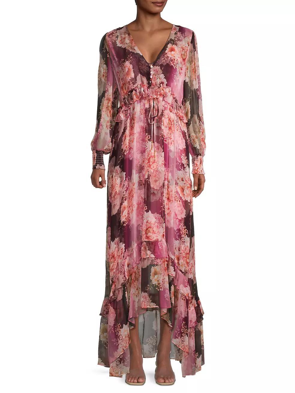 Carina Floral Silk Maxi Dress Product Image