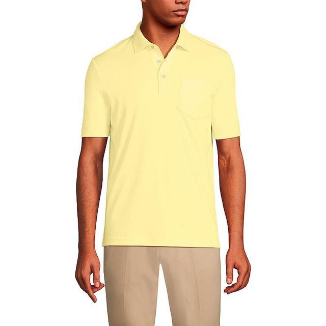 Mens Lands End Super Soft Supima Pocket Polo Faint Yellow Product Image